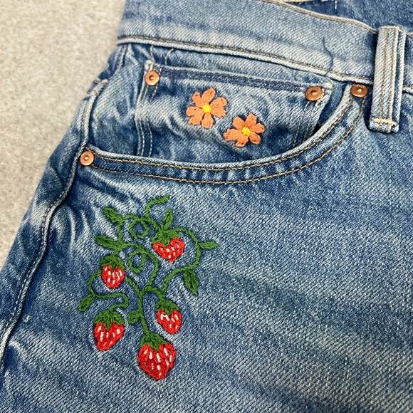 Mother Dodger Ankle Romaine Calm Embroidered Crop Jean Embroidered Fruit Size 29 - Picture 9 of 16